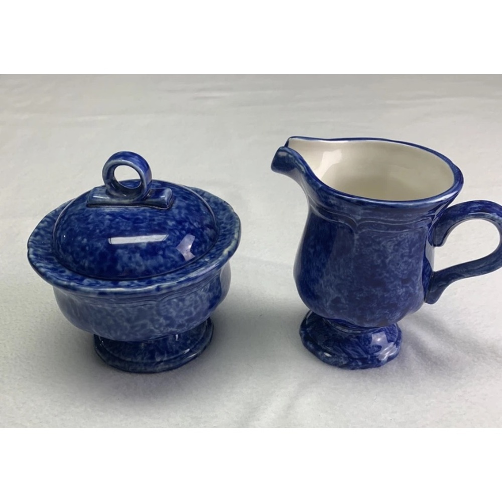 Mikasa VTG Sundown Blue Country Charm Cream & Sugar Set D9501 Japan